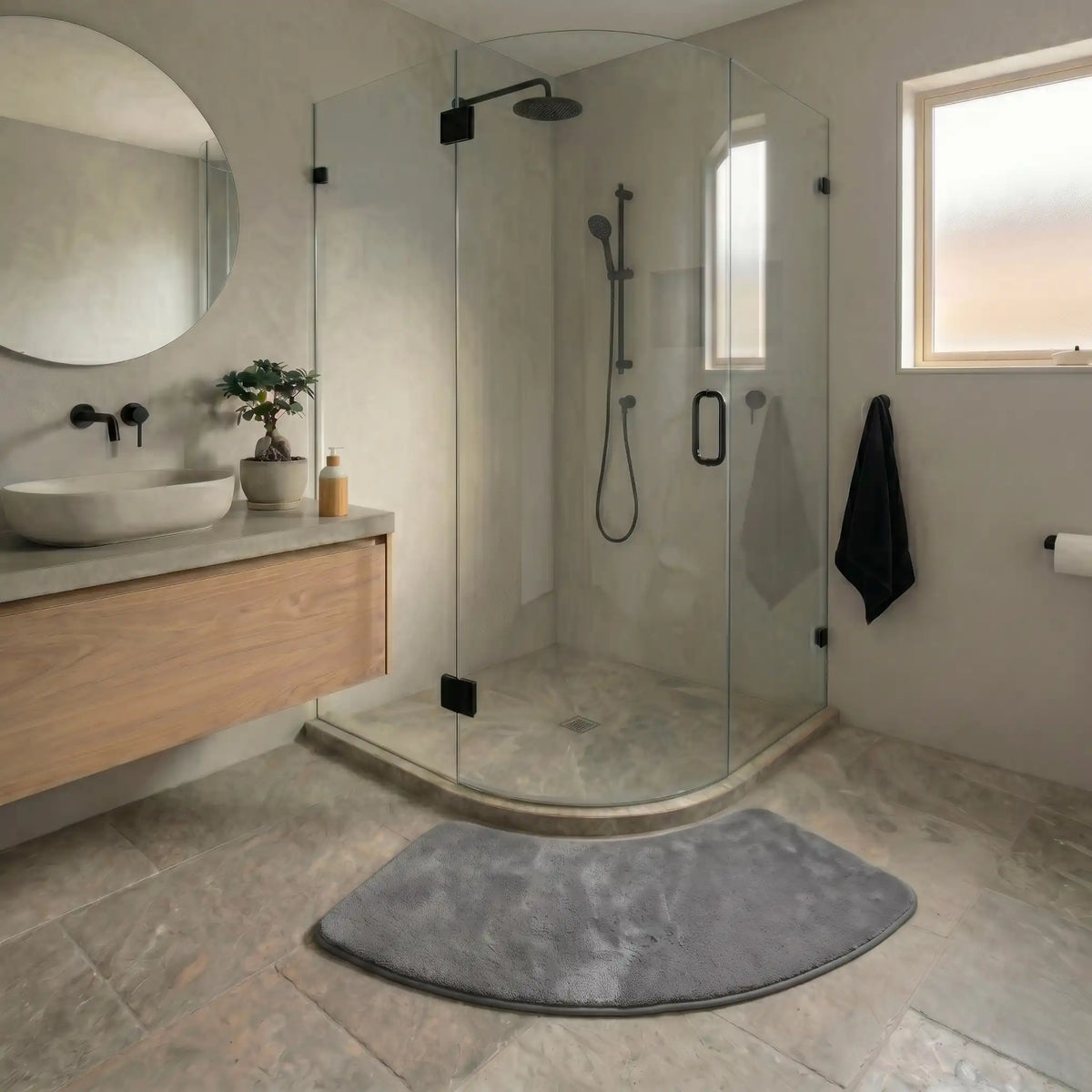 Tapis de bain absorbant incurvé