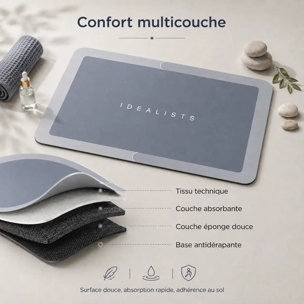 Tapis de bain effet diatomite antidérapant