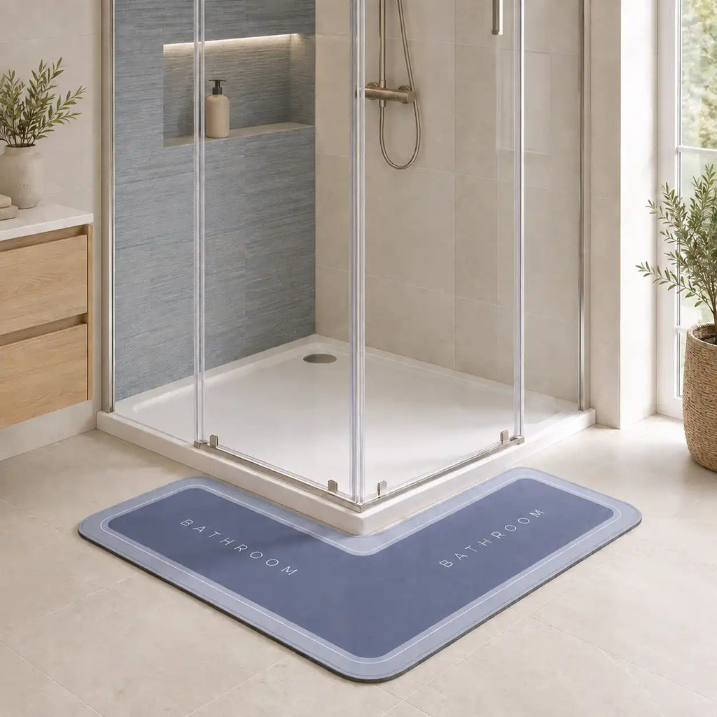 Tapis de bain d'angle antidérapant effet diatomite