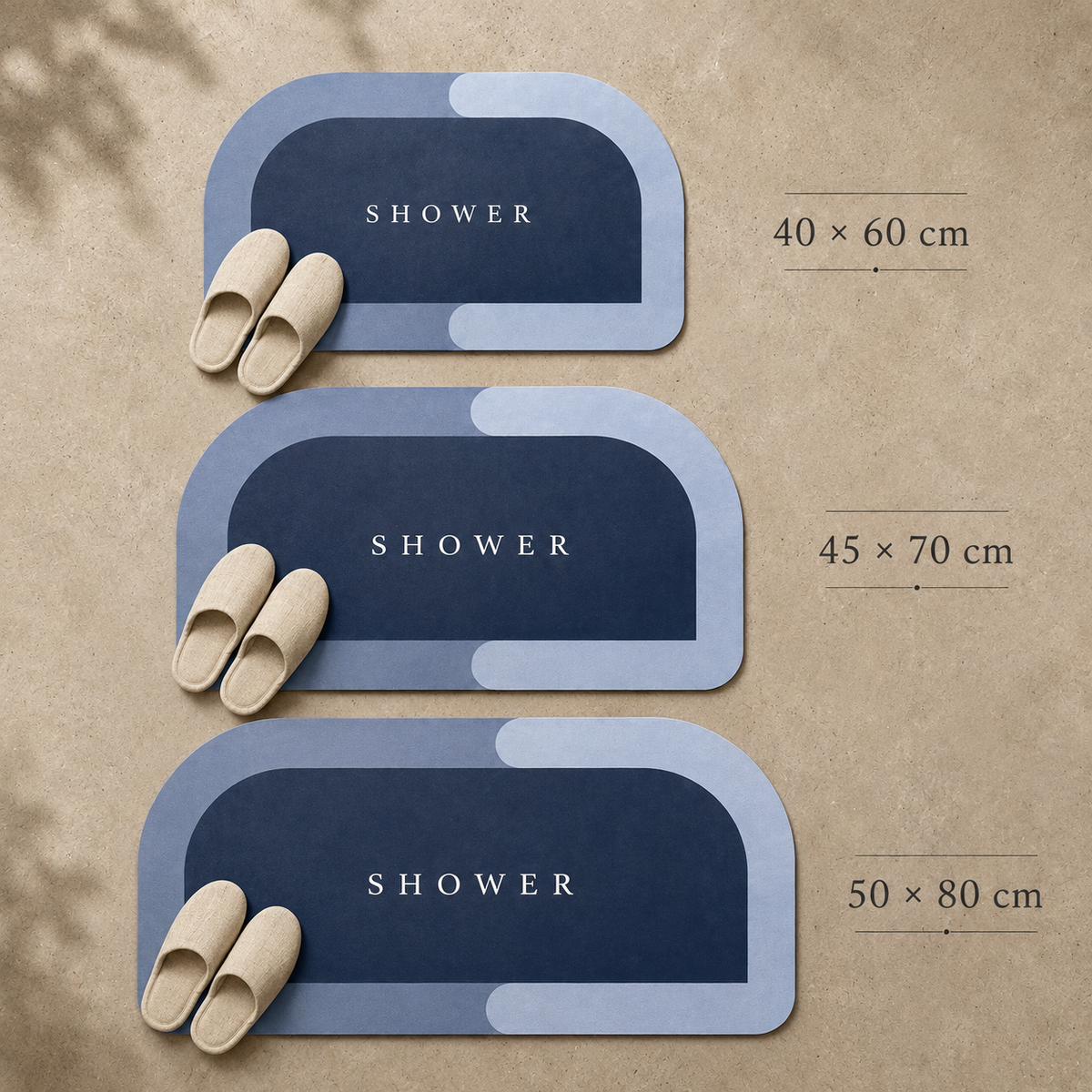 Tapis de bain antidérapant effet diatomite – Forme arche