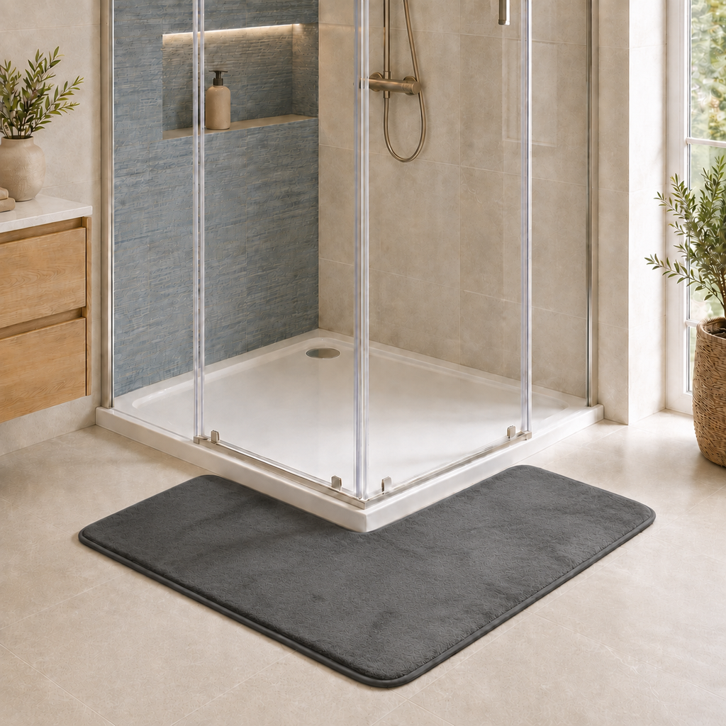 Tapis de bain d'angle absorbant