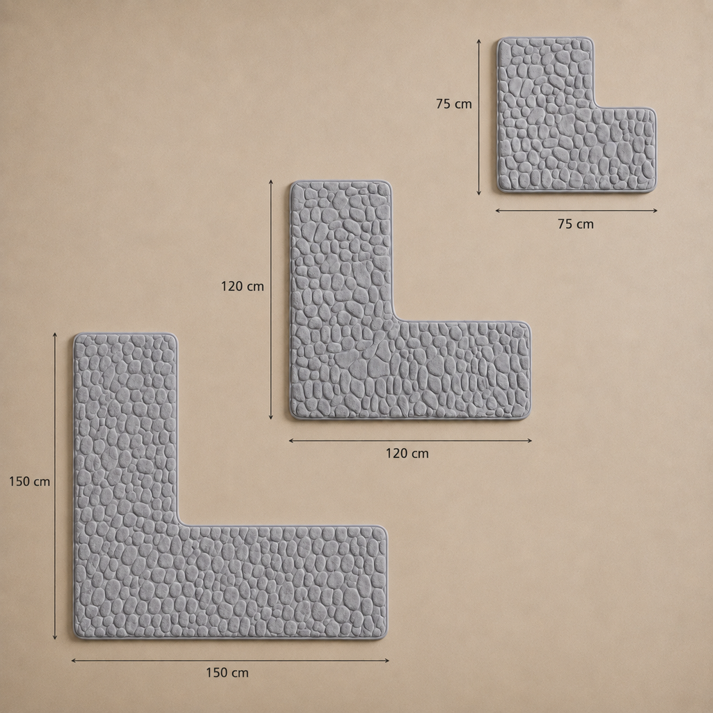 Tapis de bain d'angle effet galet