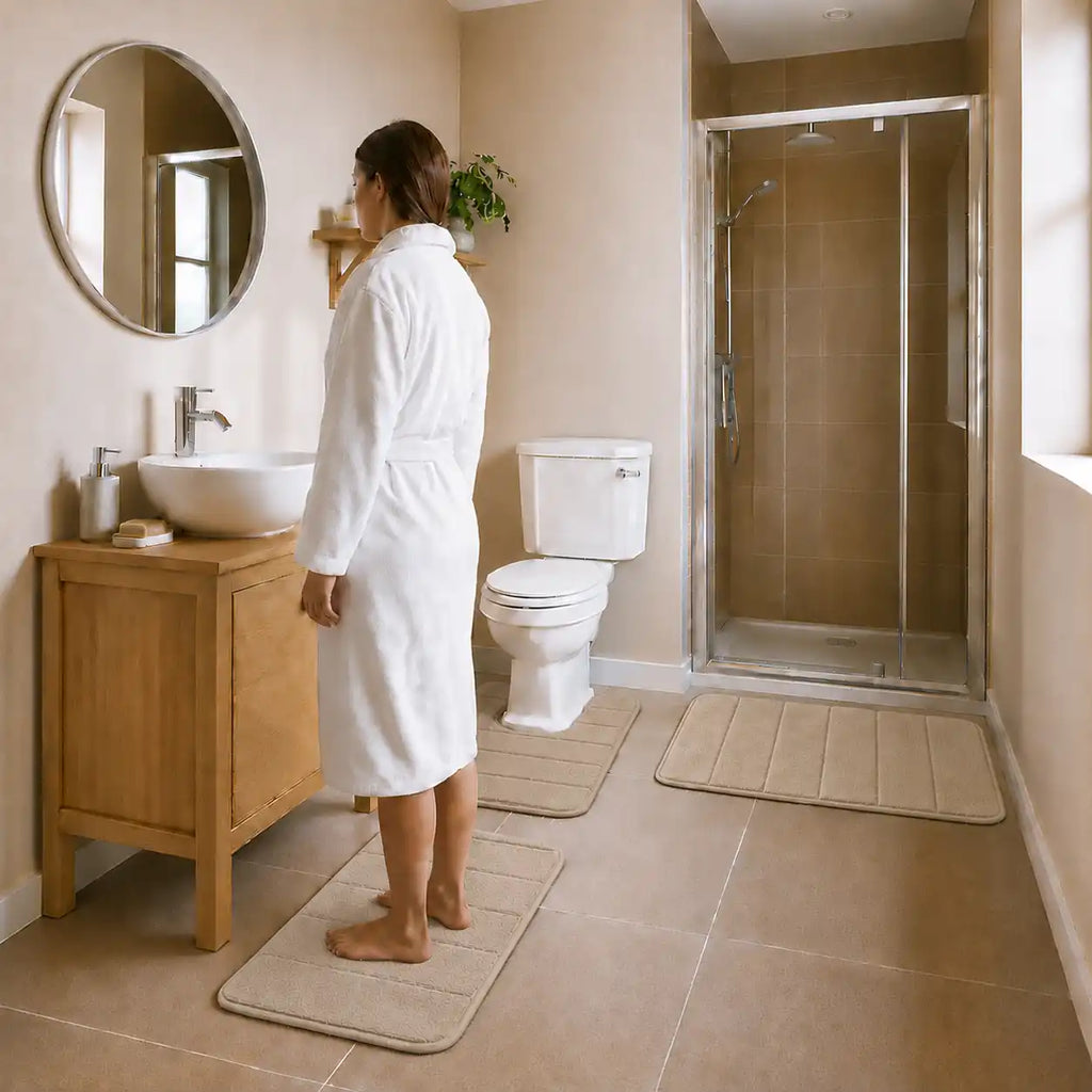 Set de 3 tapis de bain à mémoire de forme rayé