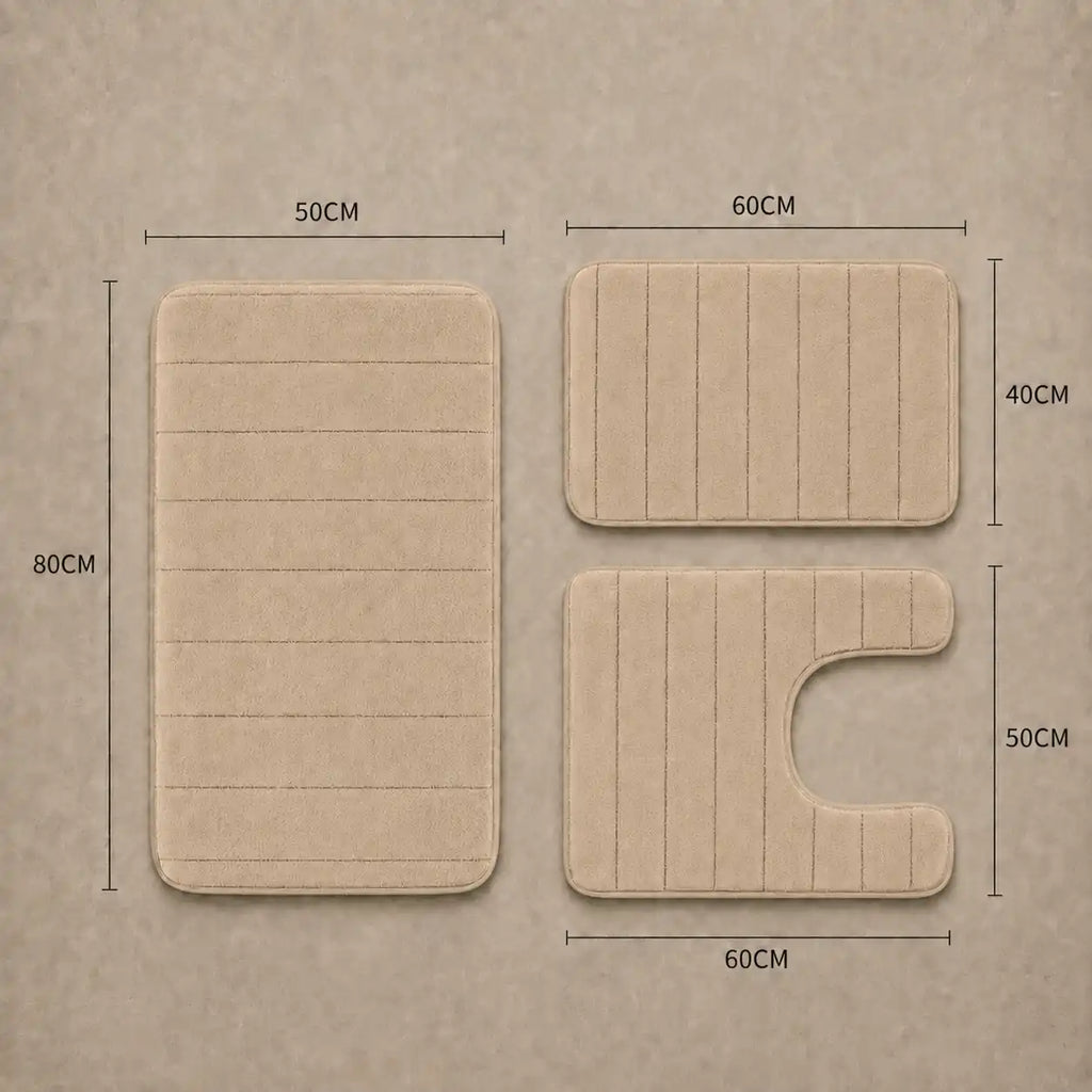 Set de 3 tapis de bain à mémoire de forme rayé