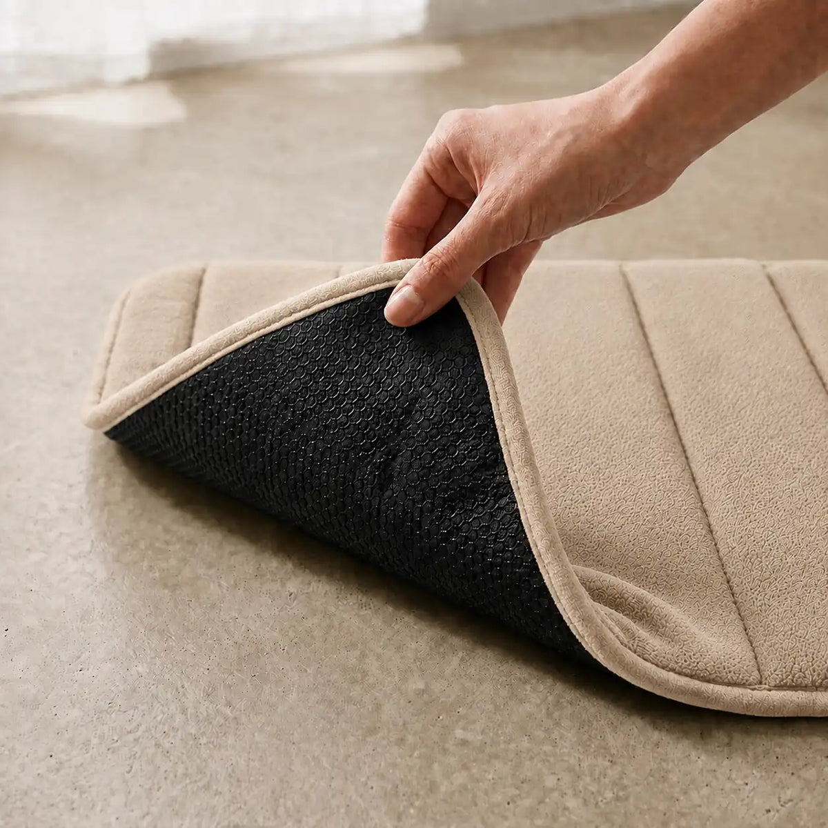 Set de 3 tapis de bain à mémoire de forme rayé