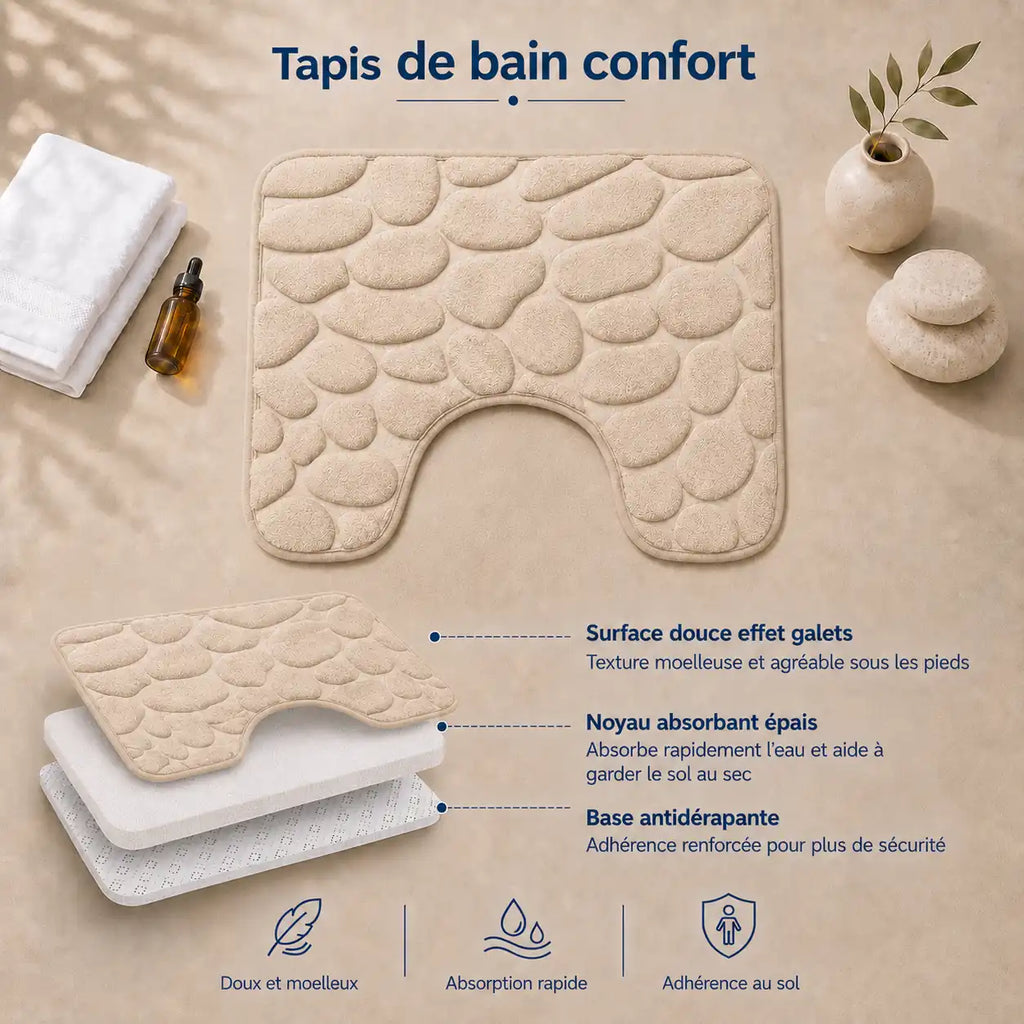 Tapis de WC effet galet antidérapant