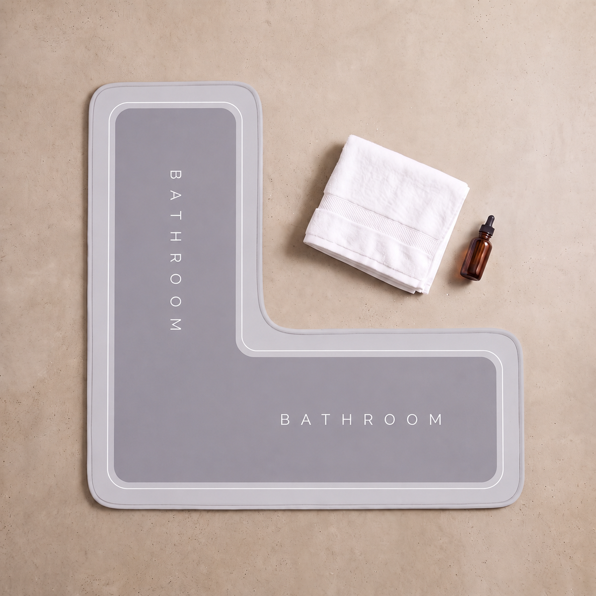 Tapis de bain d'angle antidérapant effet diatomite