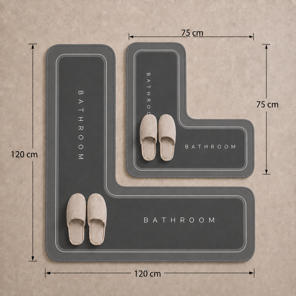 Tapis de bain d'angle antidérapant effet diatomite