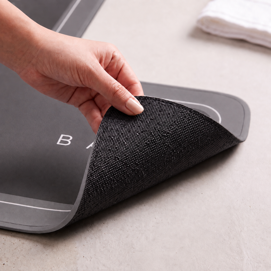 Tapis de bain d'angle antidérapant effet diatomite