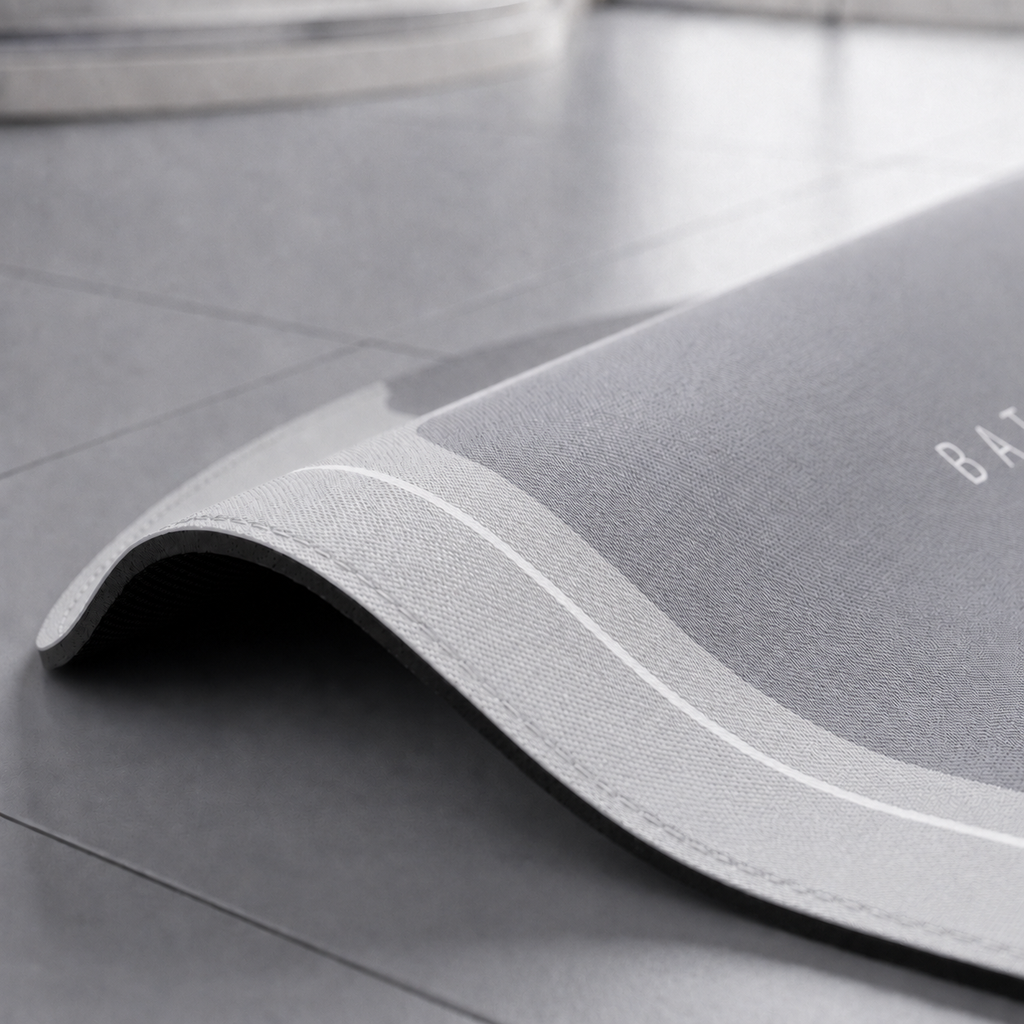 Tapis de bain antidérapant effet diatomite – Forme incurvée