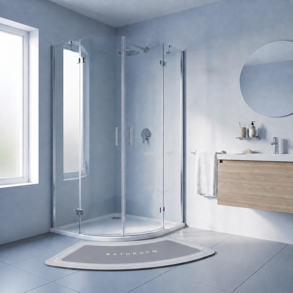 Tapis de bain antidérapant effet diatomite – Forme incurvée