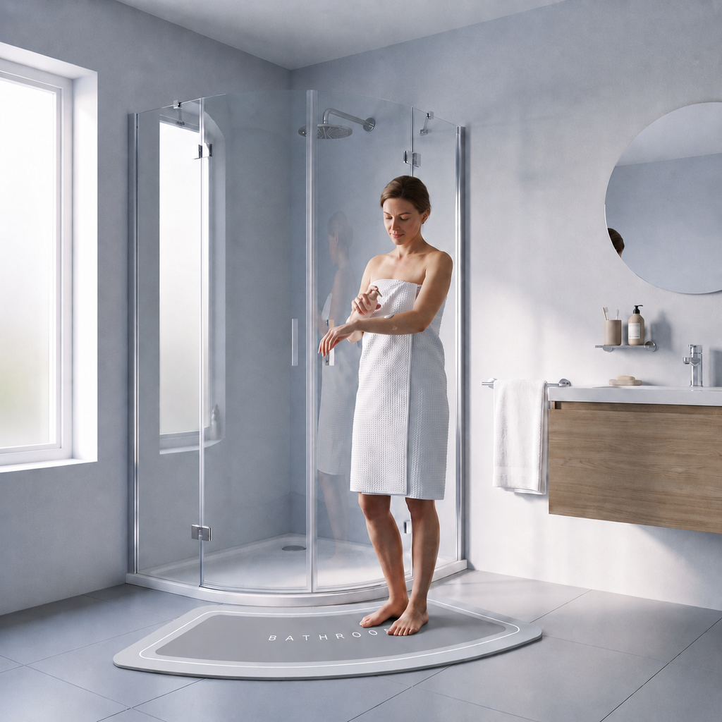 Tapis de bain antidérapant effet diatomite – Forme incurvée