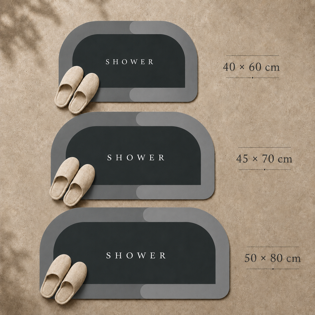 Tapis de bain antidérapant effet diatomite – Forme arche