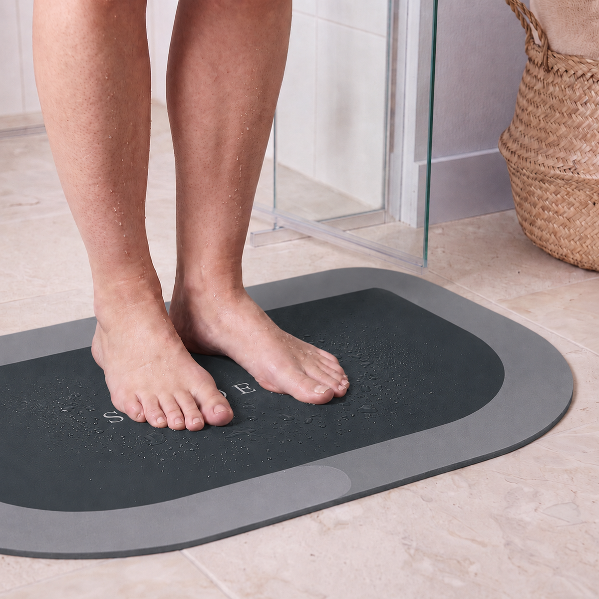 Tapis de bain antidérapant effet diatomite – Forme arche