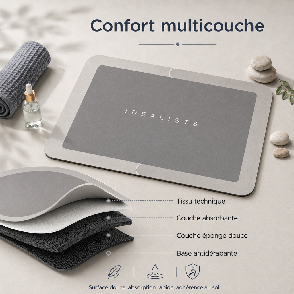 Tapis de bain effet diatomite antidérapant