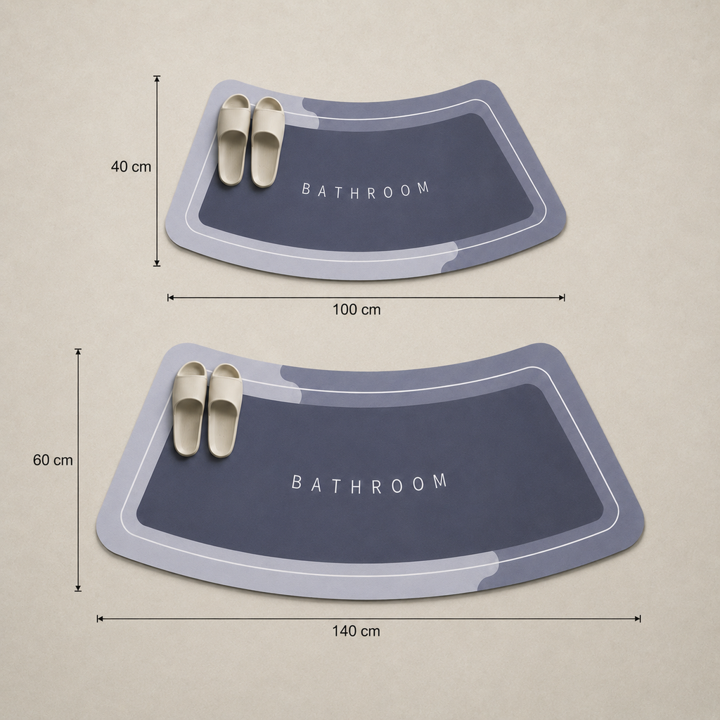 Tapis de bain antidérapant effet diatomite – Forme incurvée