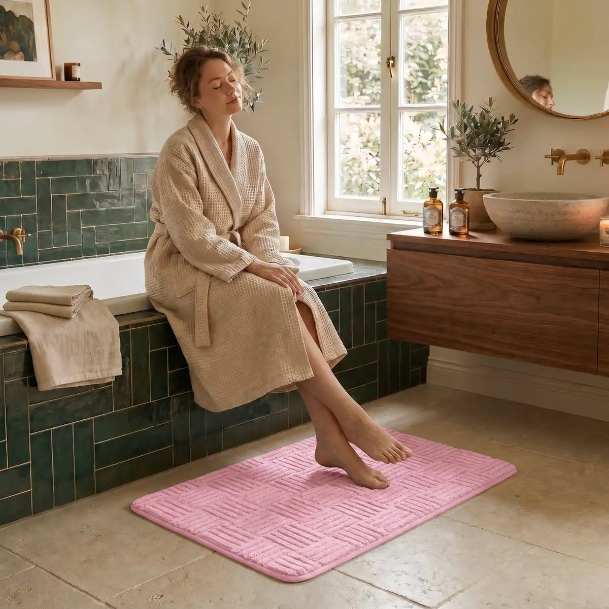 Tapis de bain tressé rectangle