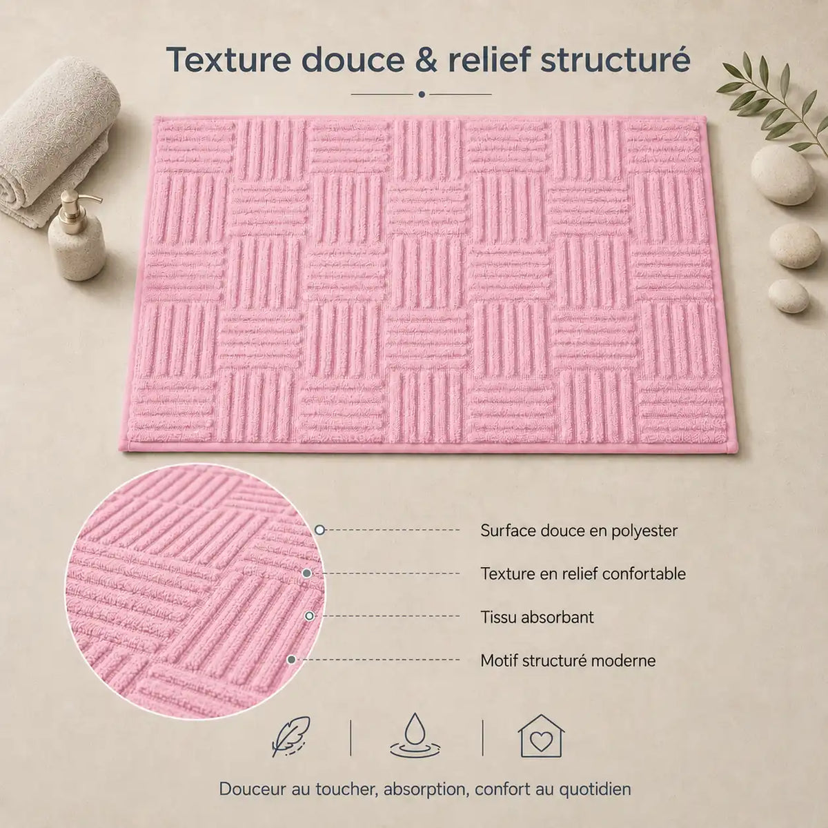 Tapis de bain tressé rectangle
