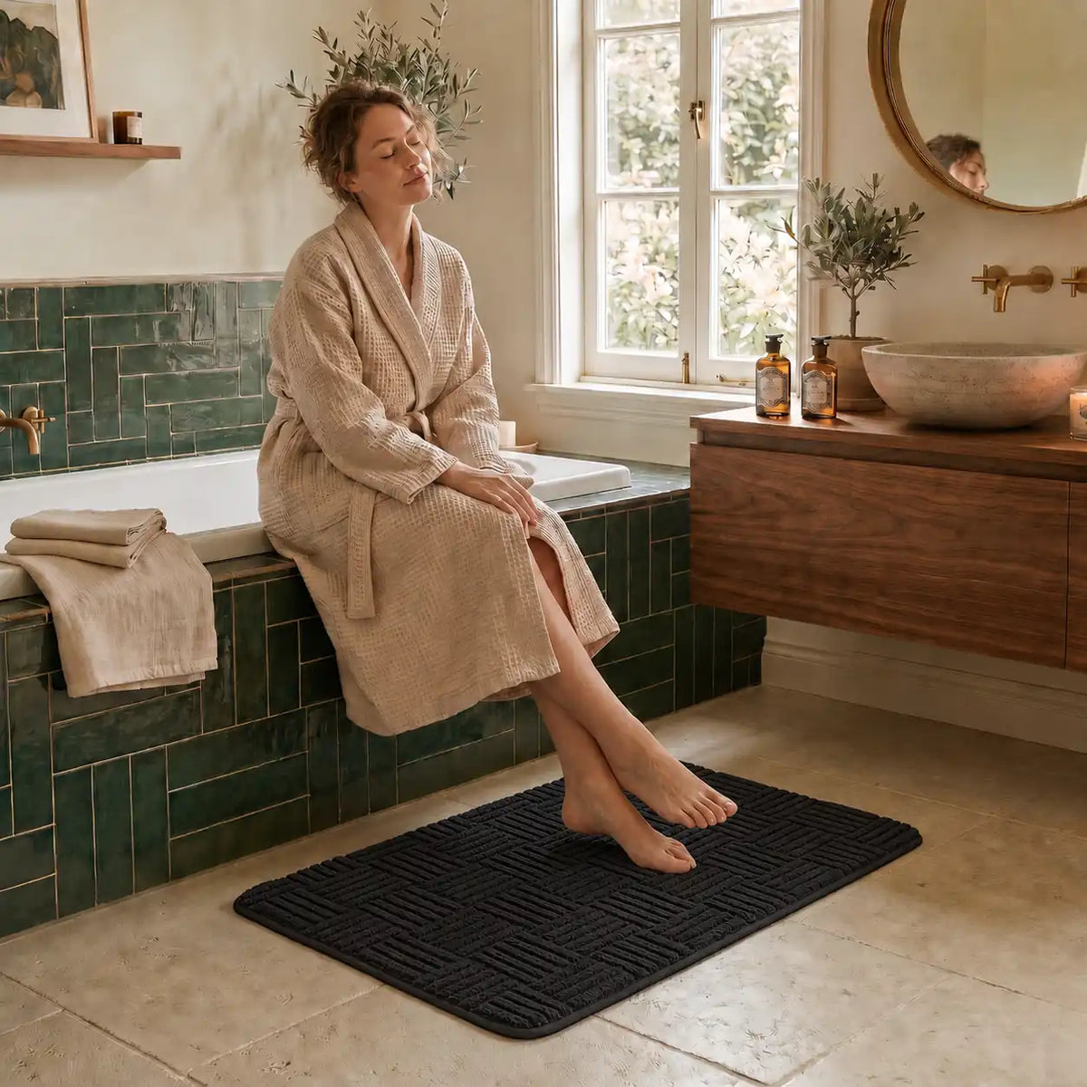 Tapis de bain tressé rectangle
