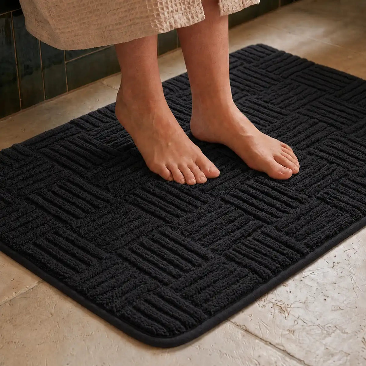 Tapis de bain tressé rectangle