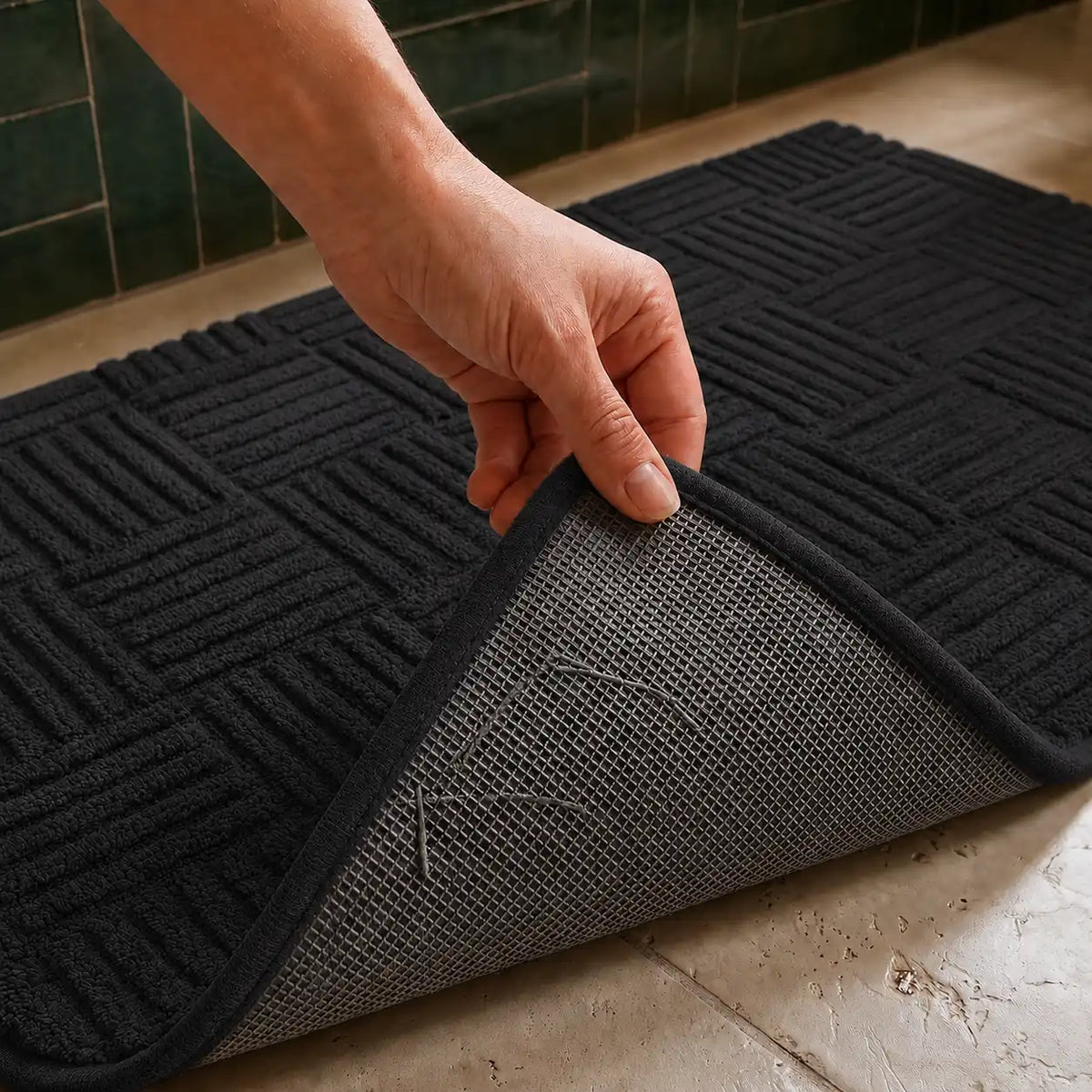 Tapis de bain tressé rectangle