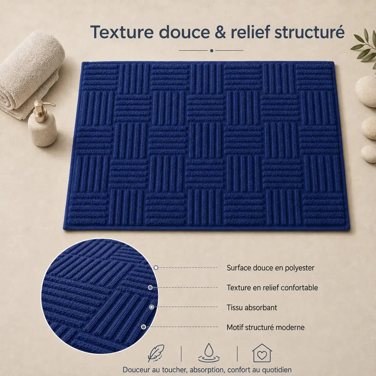 Tapis de bain tressé rectangle