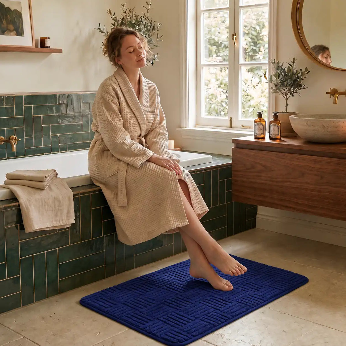 Tapis de bain tressé rectangle