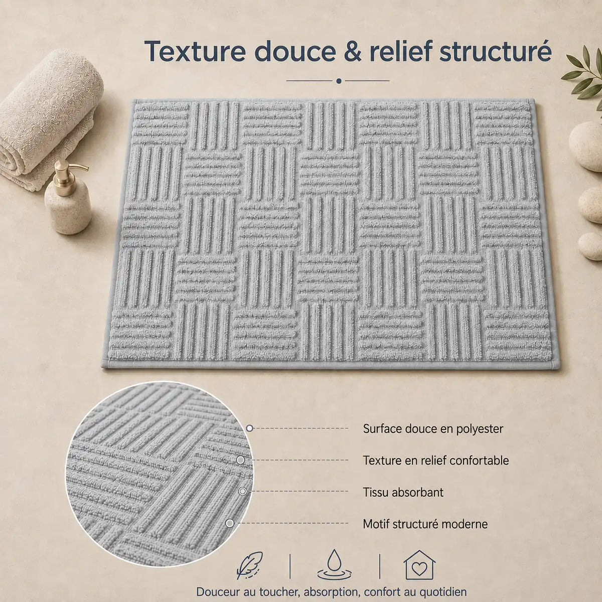 Tapis de bain tressé rectangle