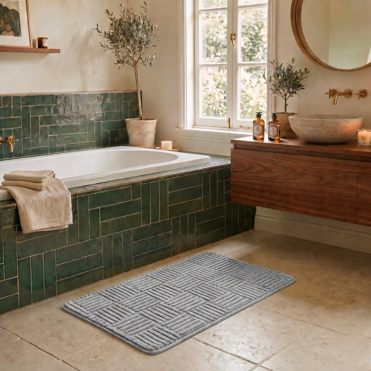 Tapis de bain tressé rectangle