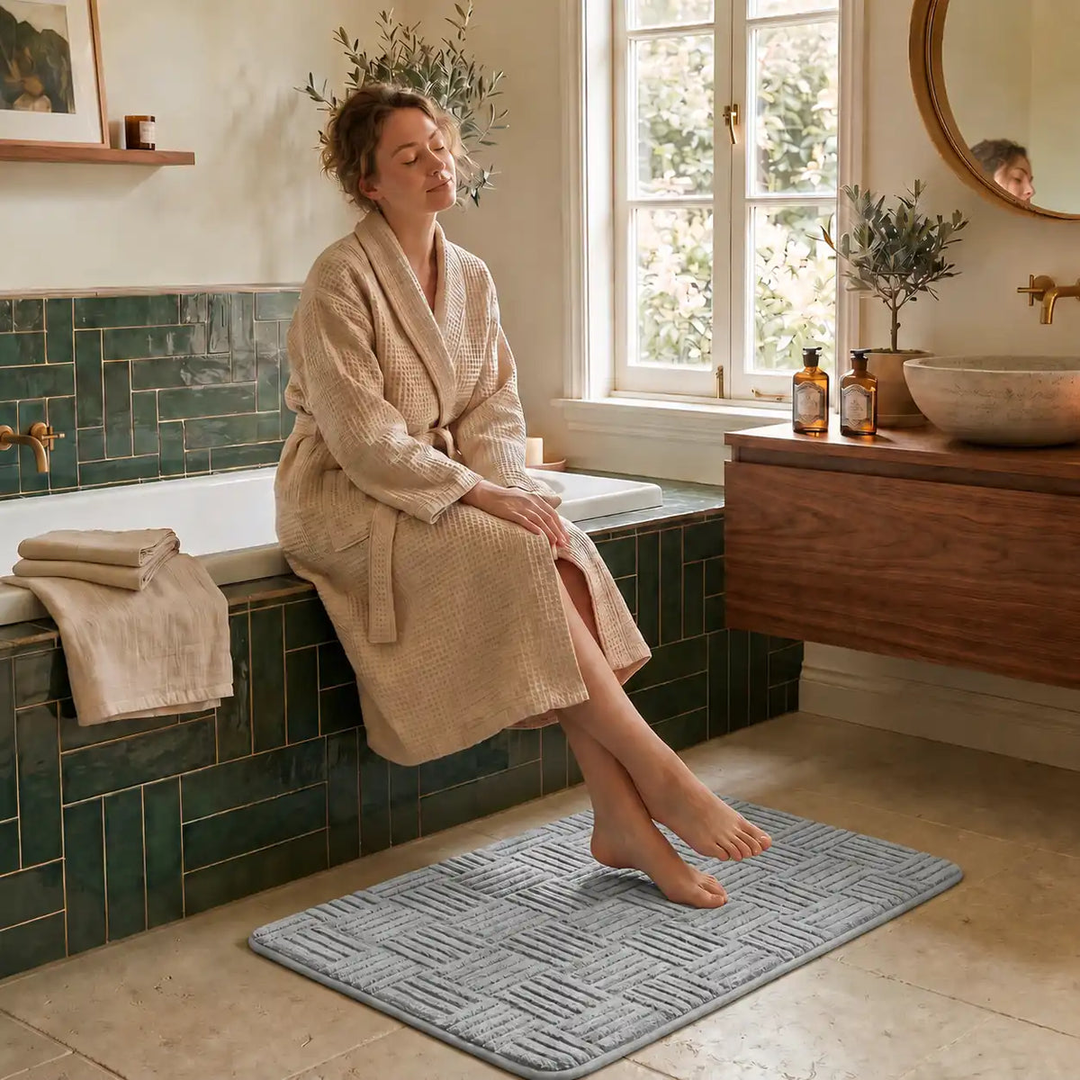 Tapis de bain tressé rectangle