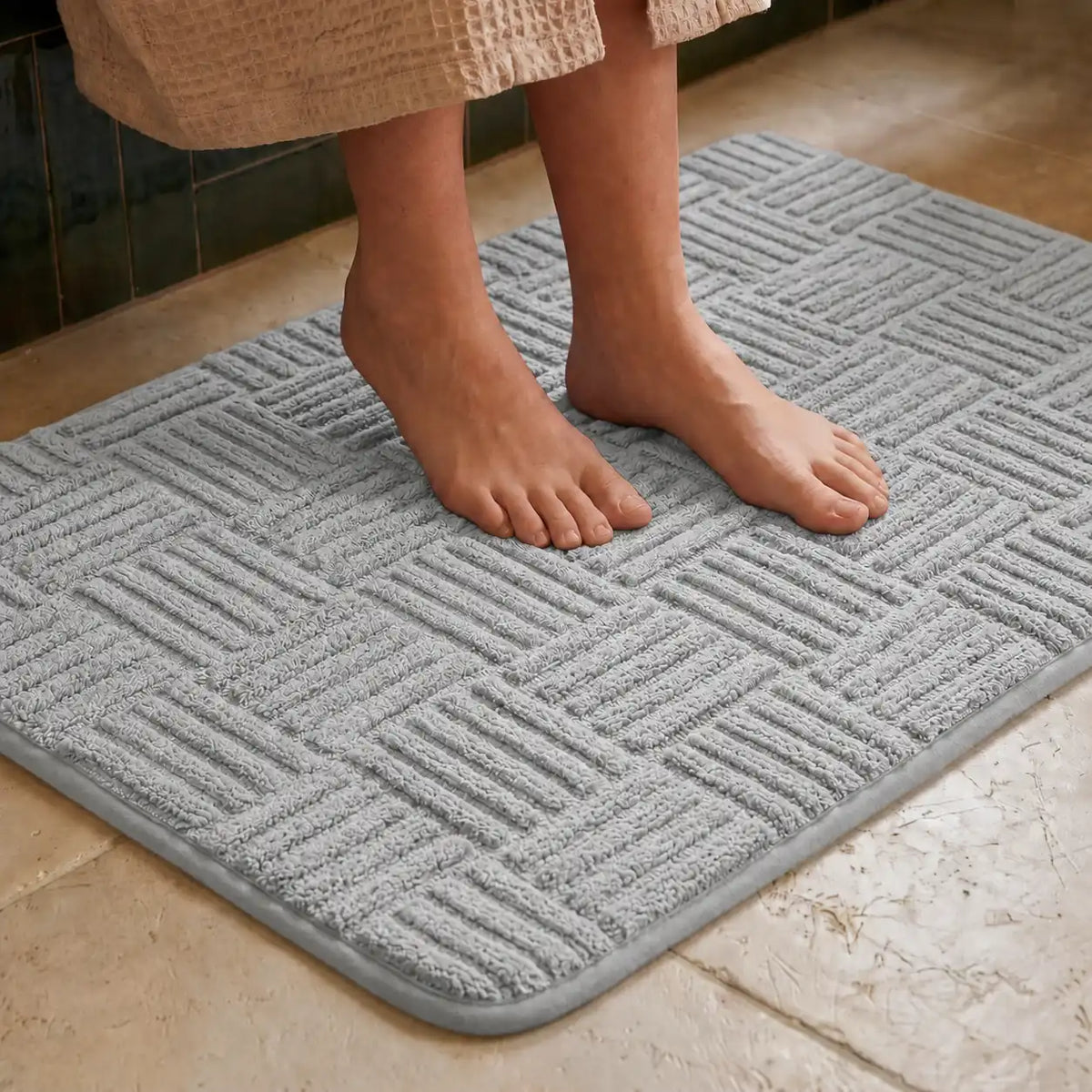Tapis de bain tressé rectangle