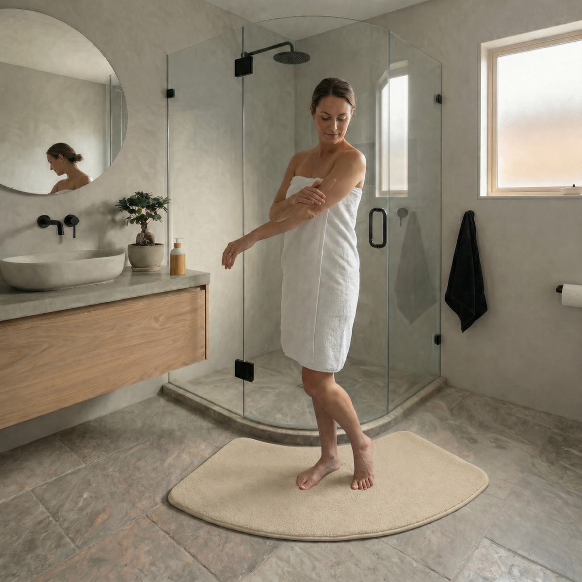 Tapis de bain absorbant incurvé