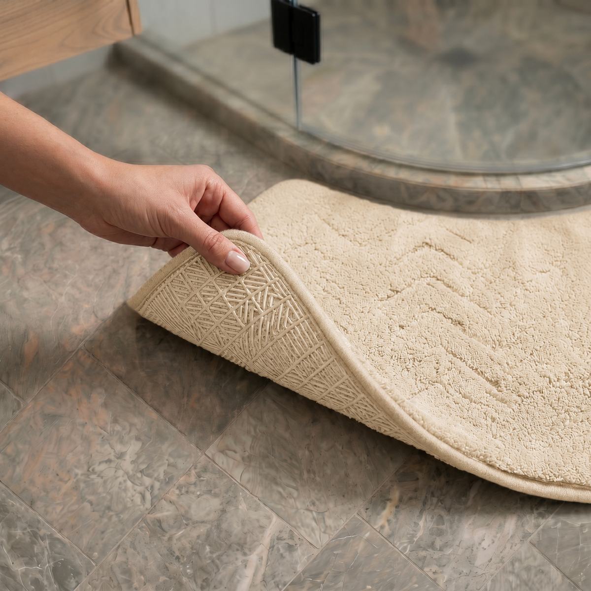 Tapis de bain absorbant incurvé