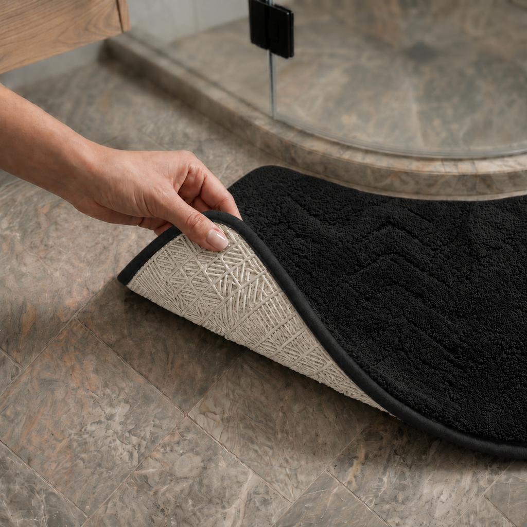 Tapis de bain absorbant incurvé