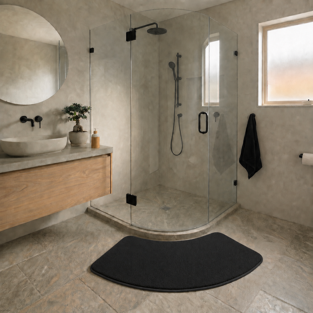 Tapis de bain absorbant incurvé