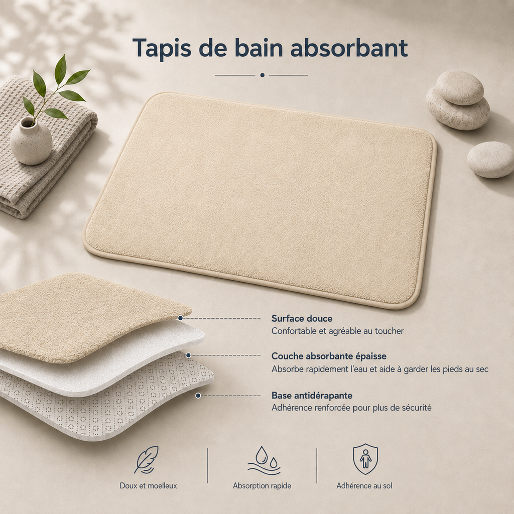 Tapis de bain absorbant rectangle