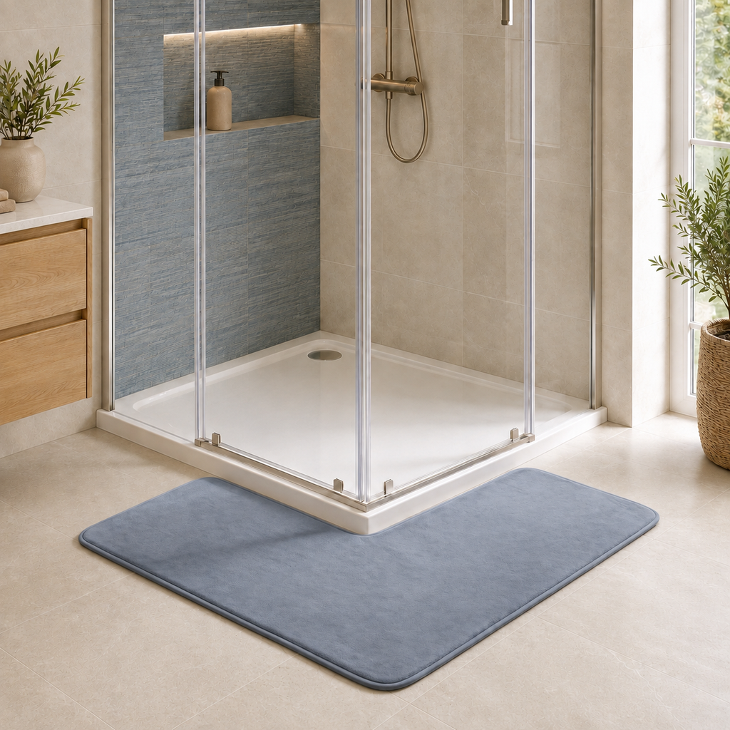 Tapis de bain d'angle absorbant