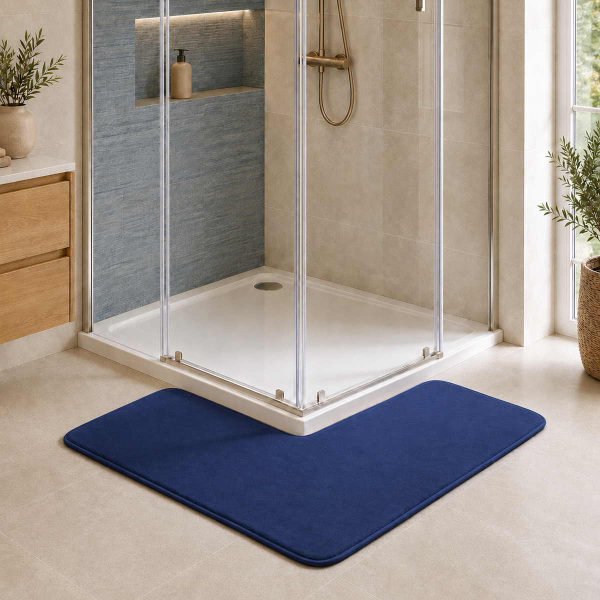Tapis de bain d'angle absorbant