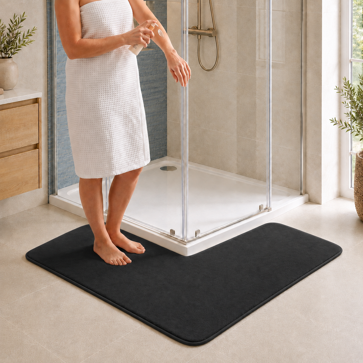 Tapis de bain d'angle absorbant