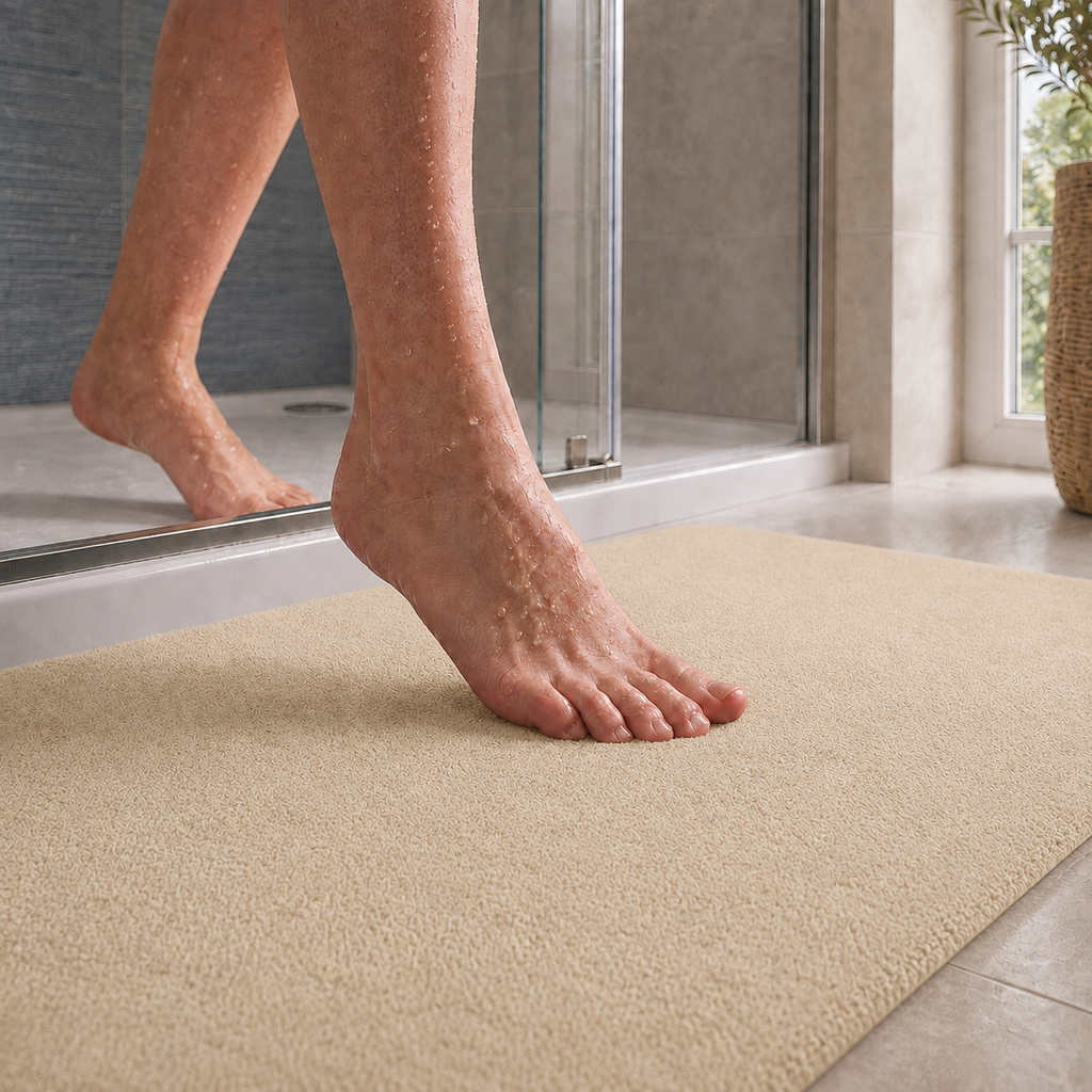 Tapis de bain d'angle absorbant