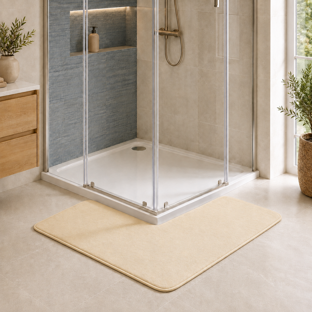 Tapis de bain d'angle absorbant