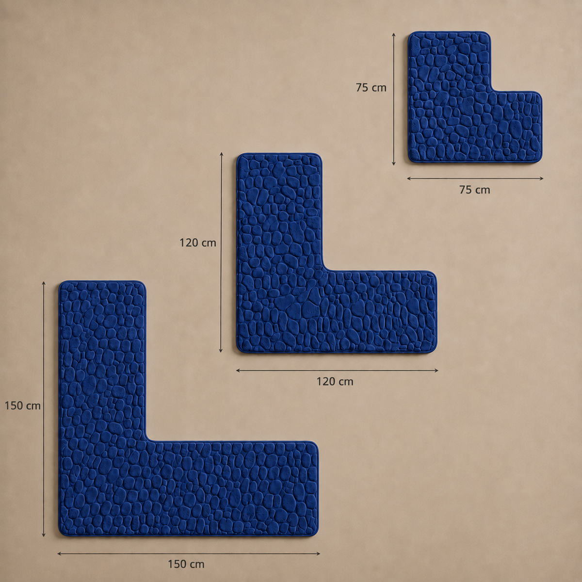 Tapis de bain d'angle effet galet