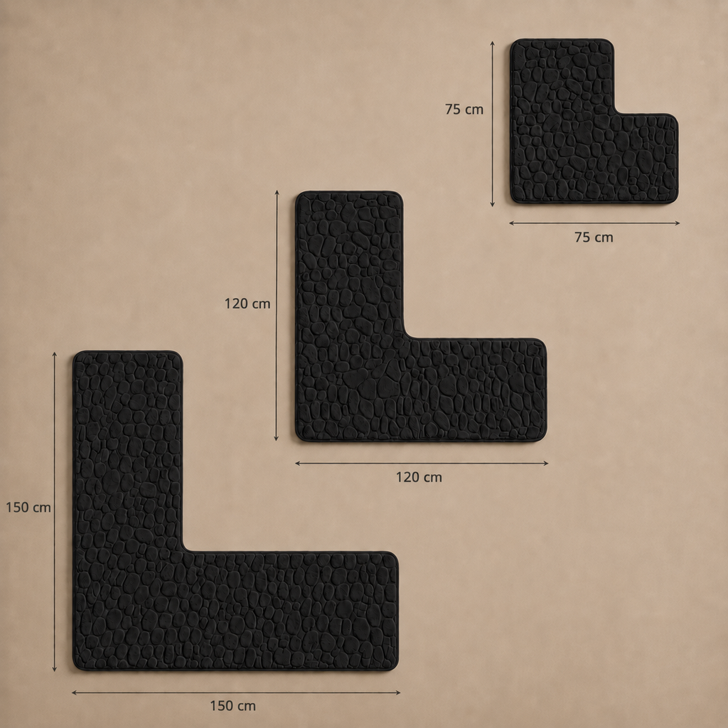 Tapis de bain d'angle effet galet