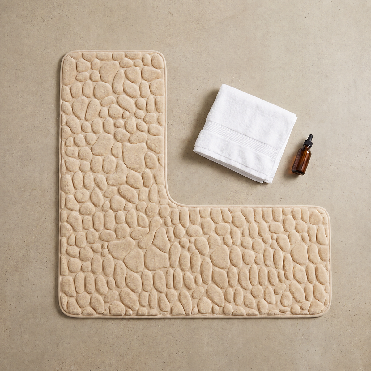 Tapis de bain d'angle effet galet