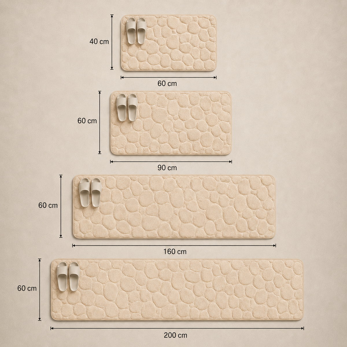 Tapis de bain effet galet rectangle