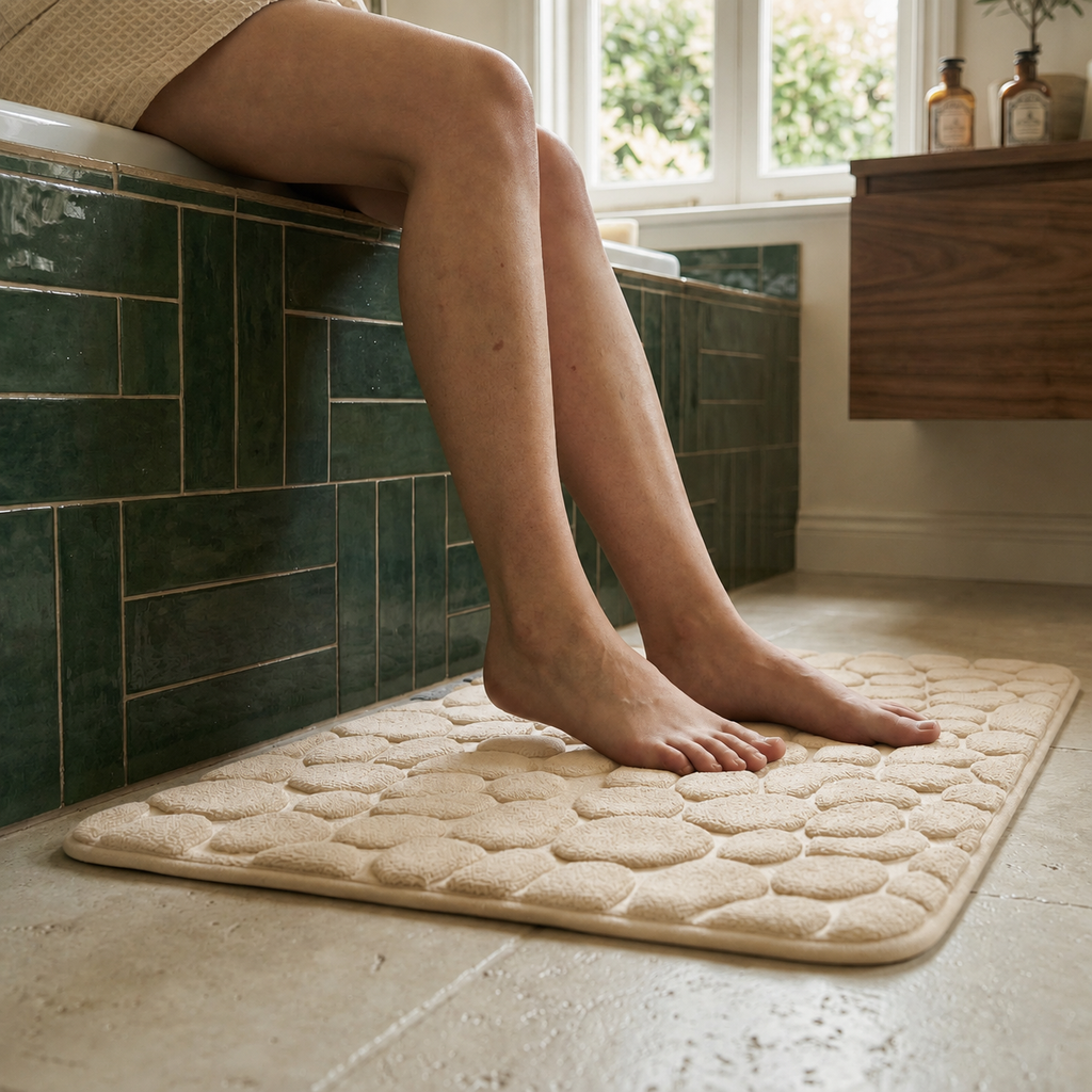 Tapis de bain effet galet rectangle