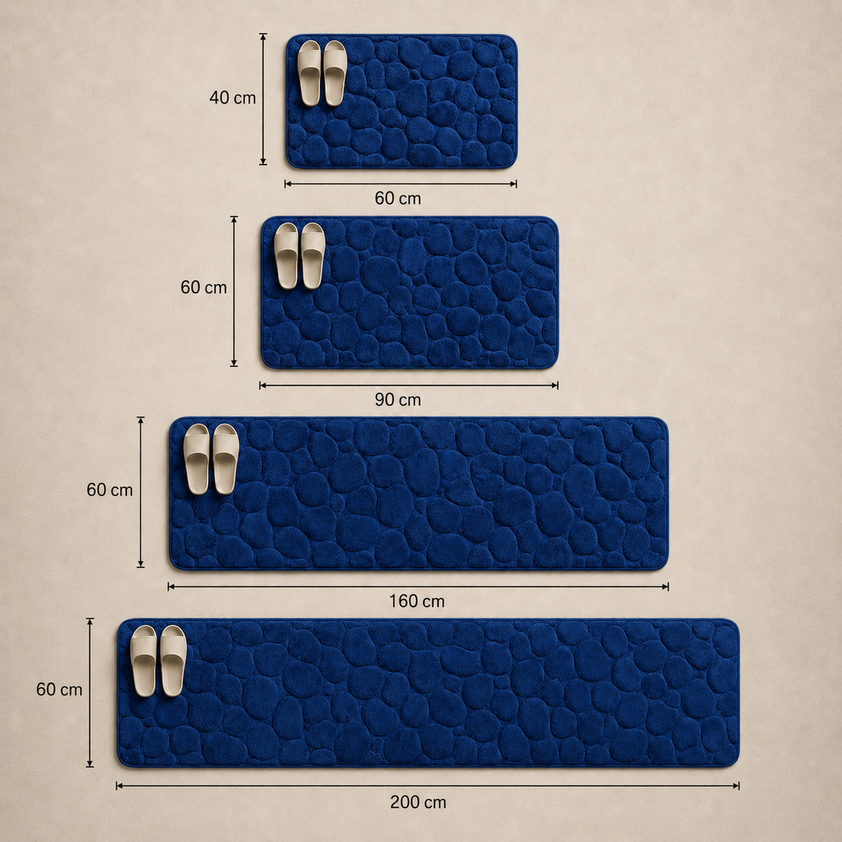 Tapis de bain effet galet rectangle