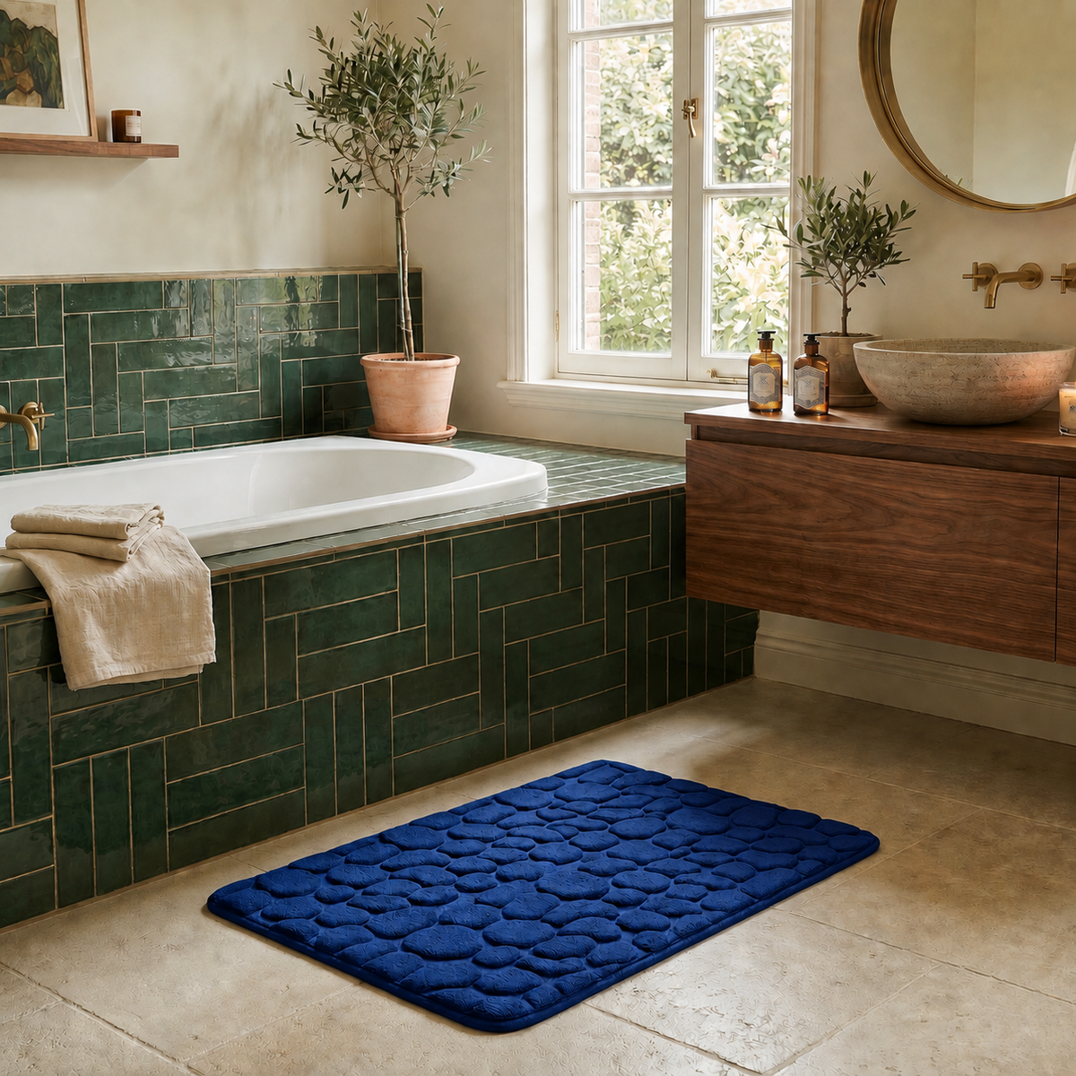 Tapis de bain effet galet rectangle
