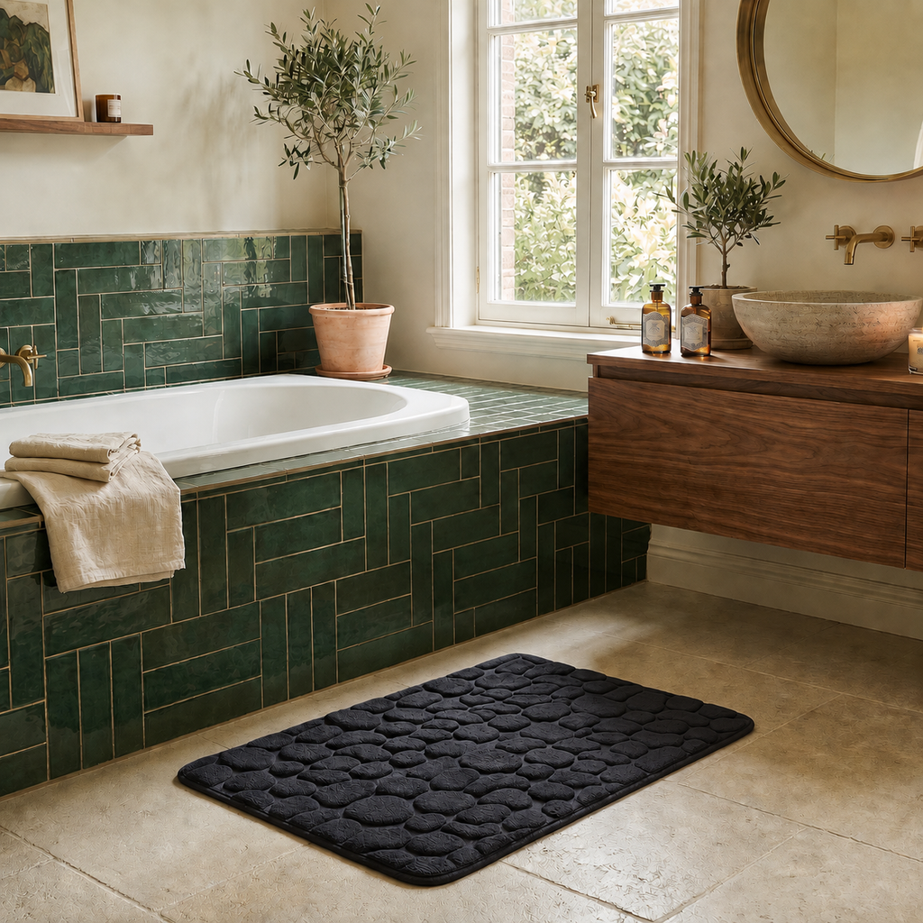 Tapis de bain effet galet rectangle