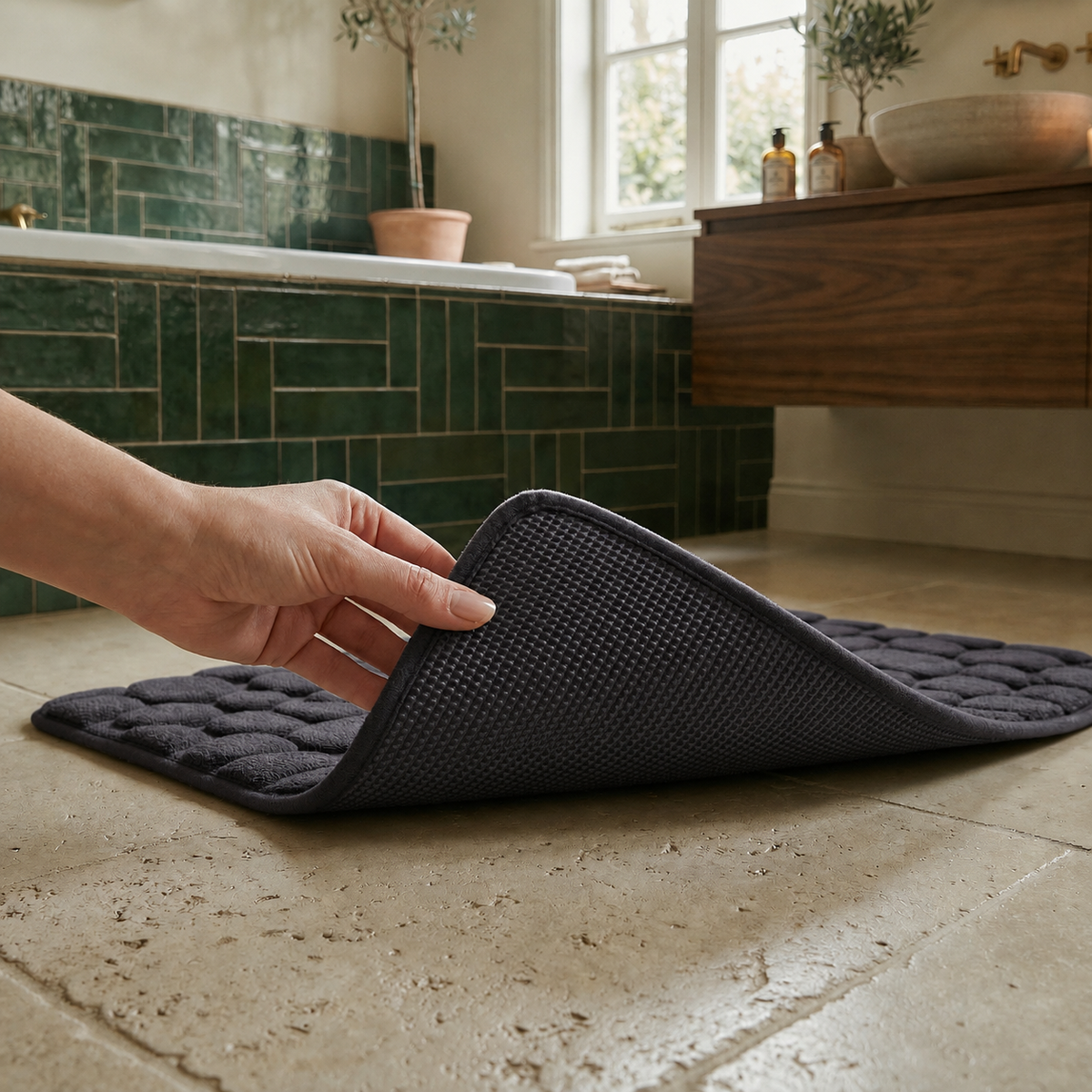 Tapis de bain effet galet rectangle
